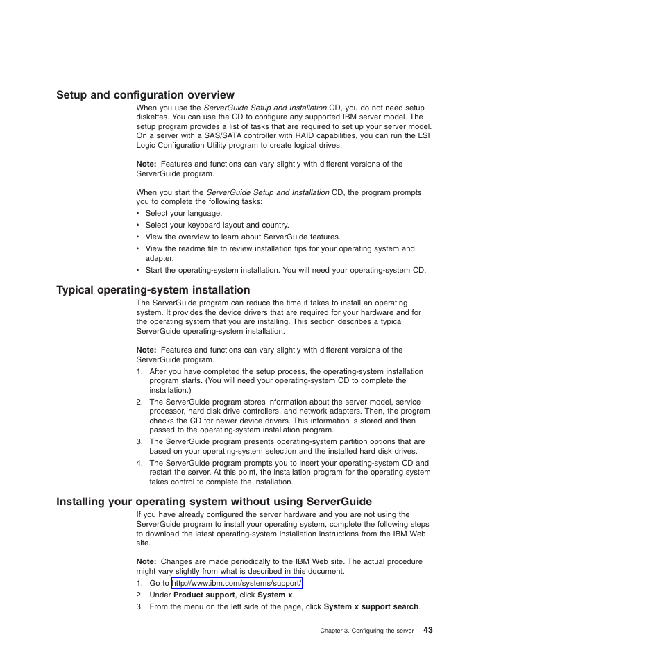 Setup and configuration overview, Typical operating-system installation, Setup | Configuration, Overview, Typical, Operating-system, Installation, Installing, Your | IBM 4190 User Manual | Page 57 / 84