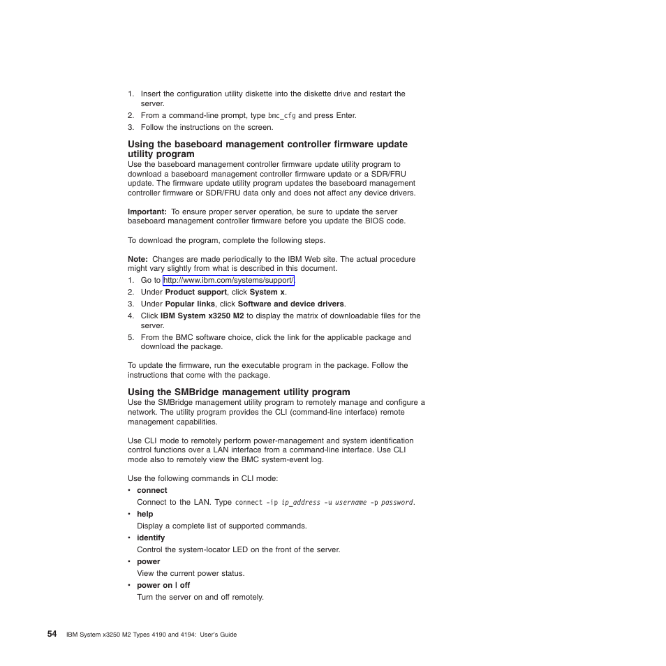 Using the smbridge management utility program, Using, Smbridge | Management, Utility, Program | IBM 4190 User Manual | Page 68 / 84
