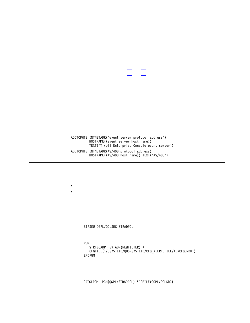 Logging events in test mode, Tcp/ip considerations, Starting an as/400 adapter after an ipl | Adding an autostart job to qsyswrk | IBM Enterprise Console User Manual | Page 47 / 194