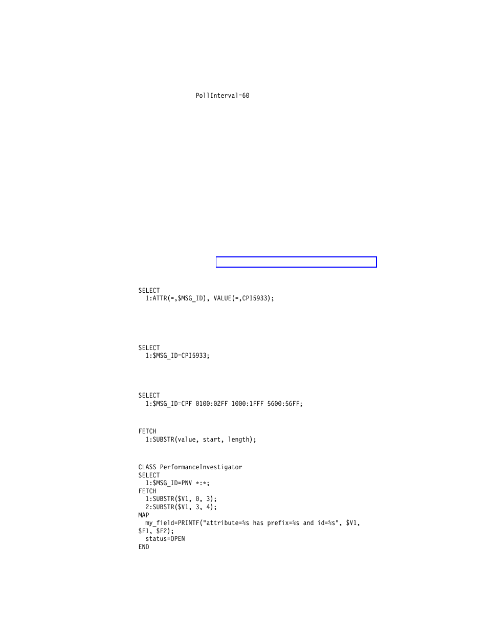 Class definition statement file, Select statement example, Fetch statement example | Map statement example, Keywords | IBM Enterprise Console User Manual | Page 53 / 194
