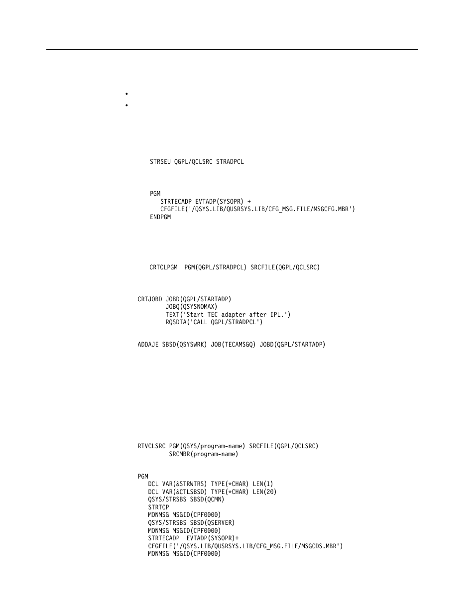 Starting an as/400 adapter after an ipl, Adding an autostart job to qsyswrk, Changing the as/400 startup program | IBM Enterprise Console User Manual | Page 64 / 194