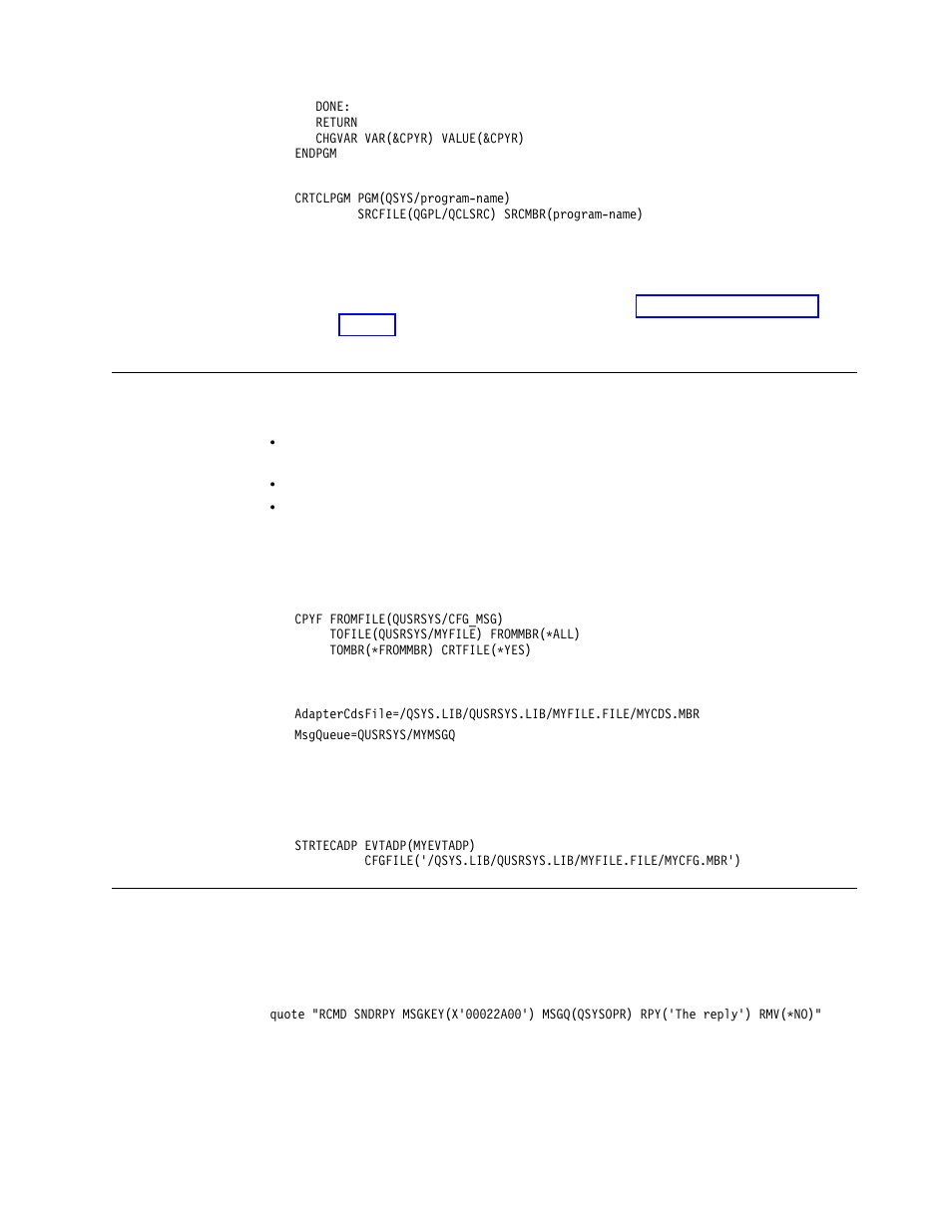 Multiple as/400 message queues, Configuration file, Using ftp to execute as/400 commands | IBM Enterprise Console User Manual | Page 65 / 194