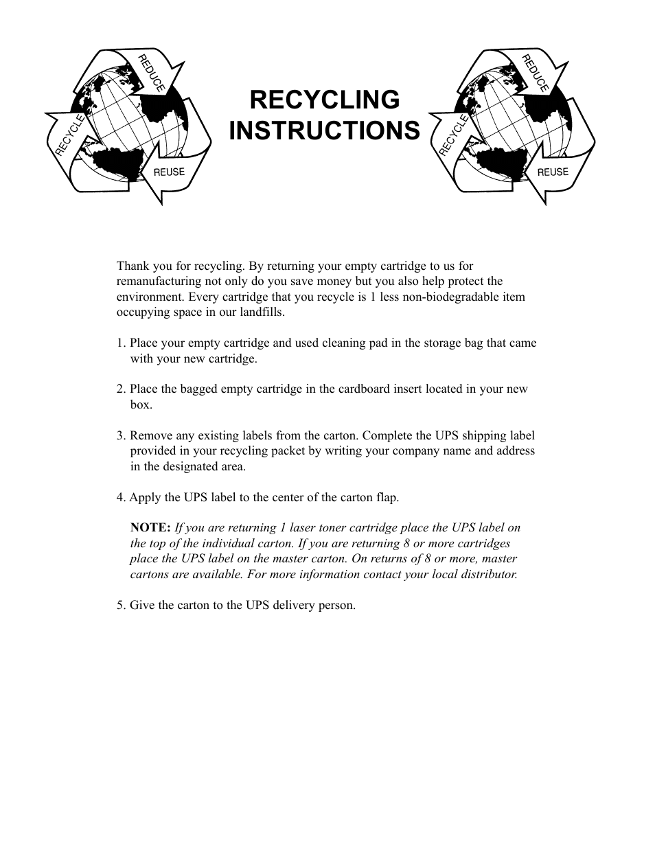 Recycling instructions | IBM INFOPRINT 32 User Manual | Page 2 / 2