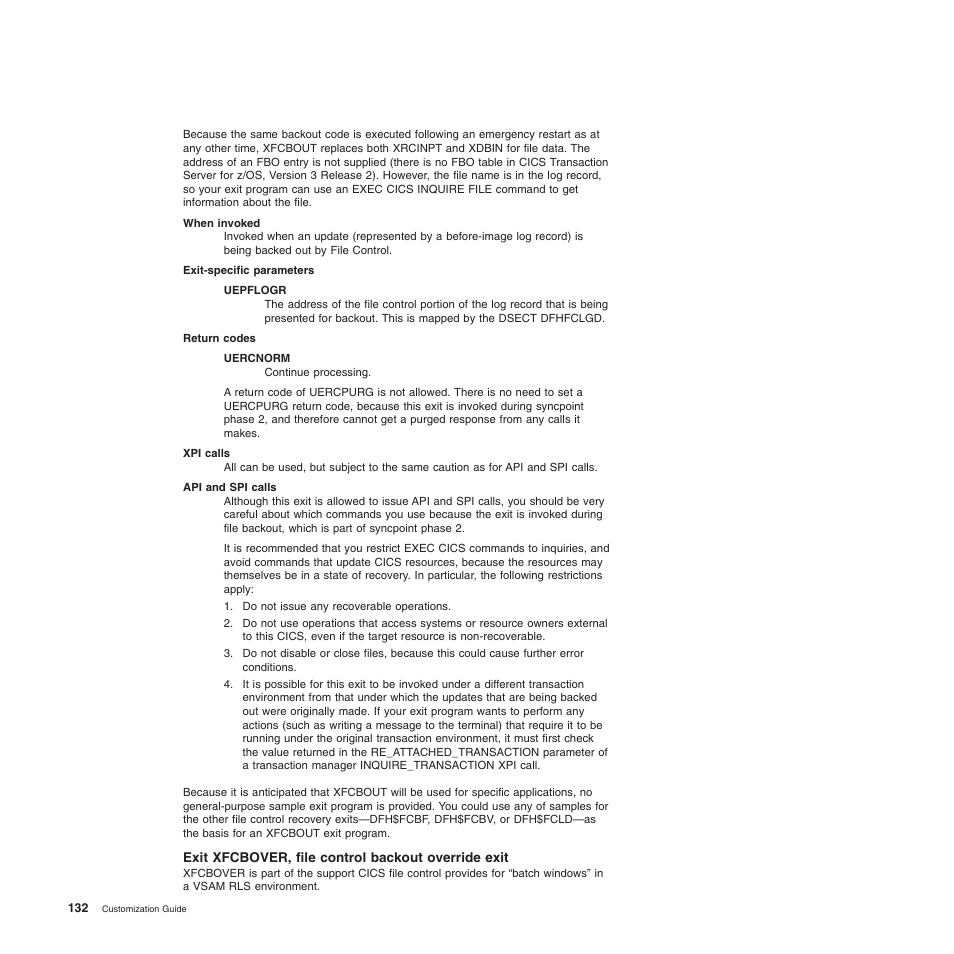 Exit xfcbover, file control backout override exit | IBM SC34-6814-04 User Manual | Page 154 / 953