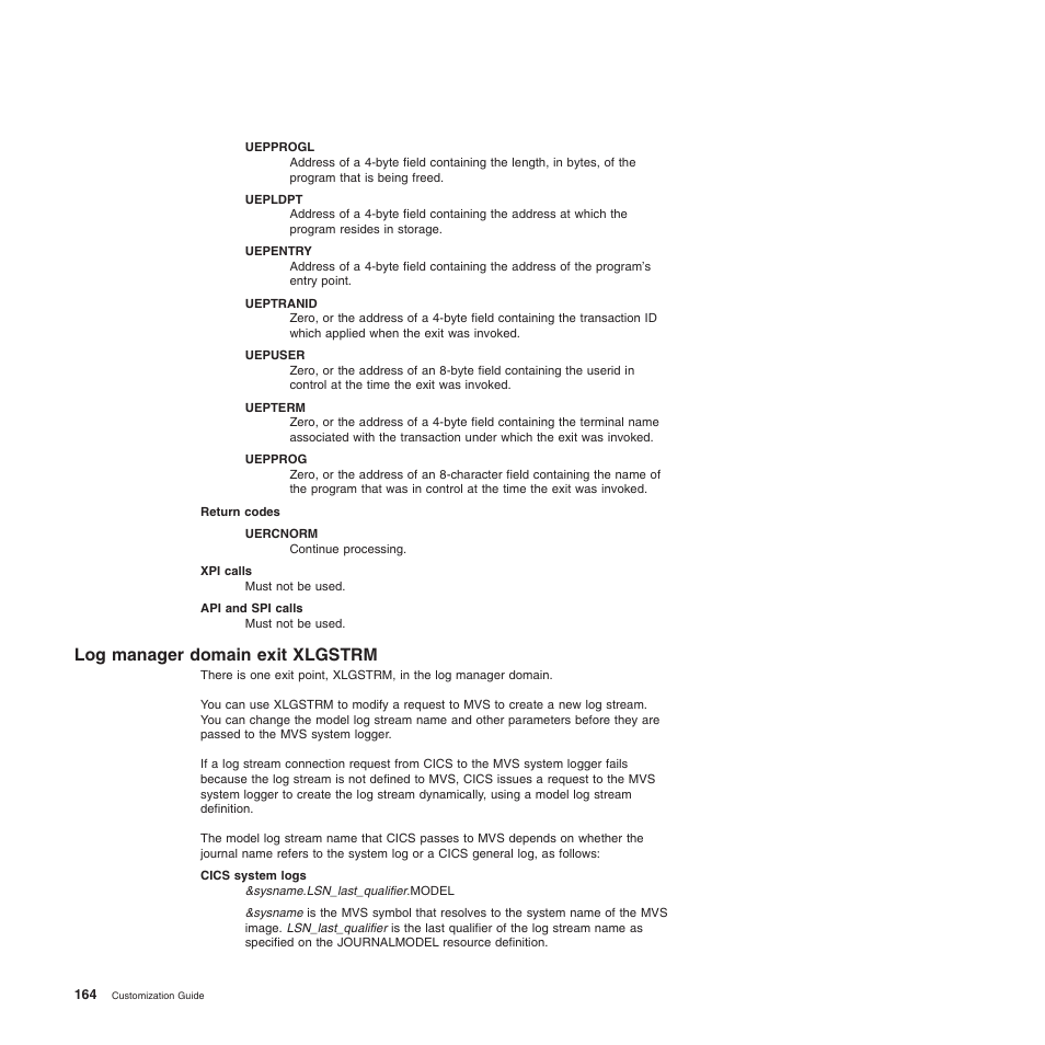 Log manager domain exit xlgstrm | IBM SC34-6814-04 User Manual | Page 186 / 953