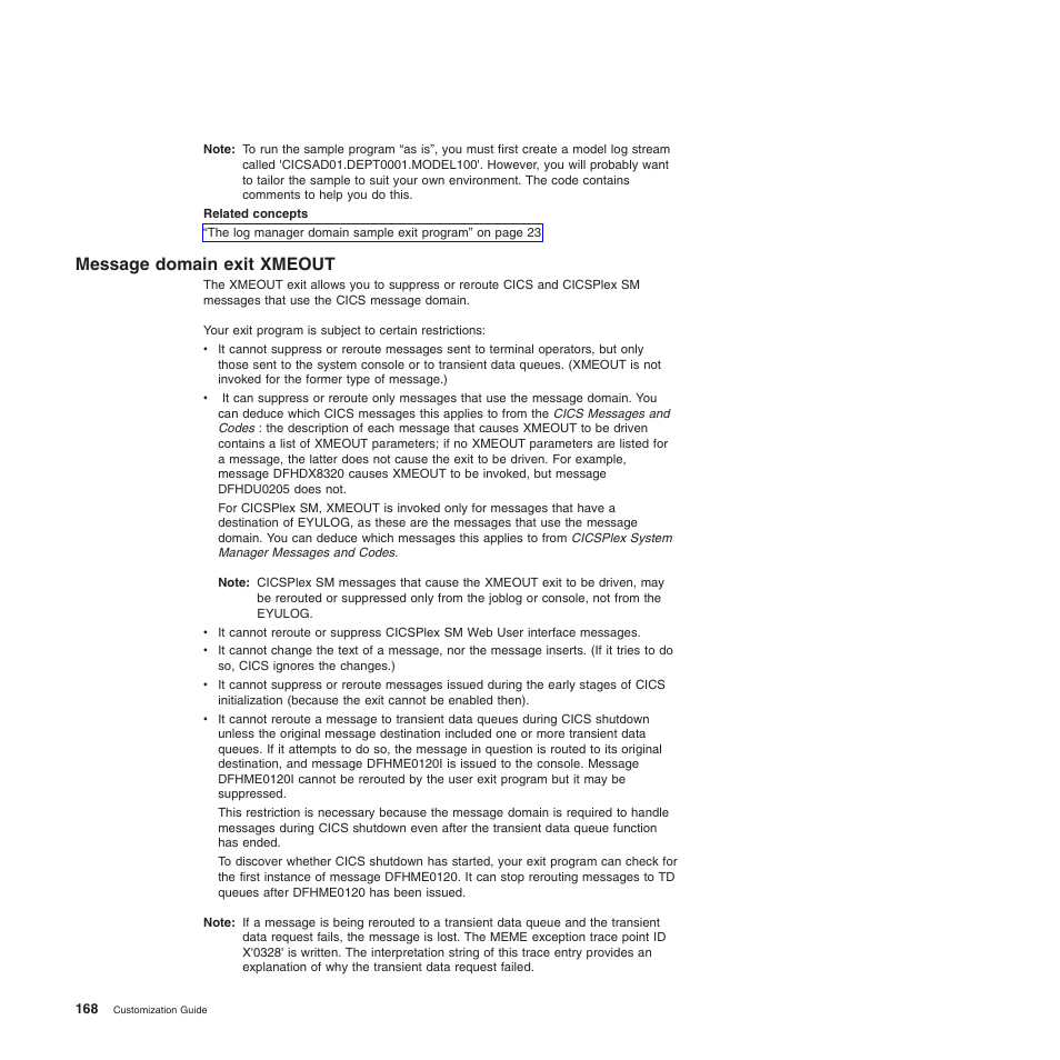 Message domain exit xmeout | IBM SC34-6814-04 User Manual | Page 190 / 953