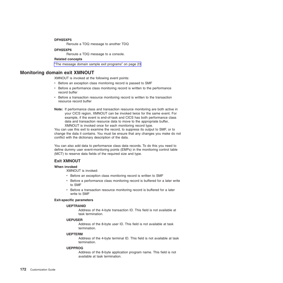 Monitoring domain exit xmnout, Exit xmnout | IBM SC34-6814-04 User Manual | Page 194 / 953