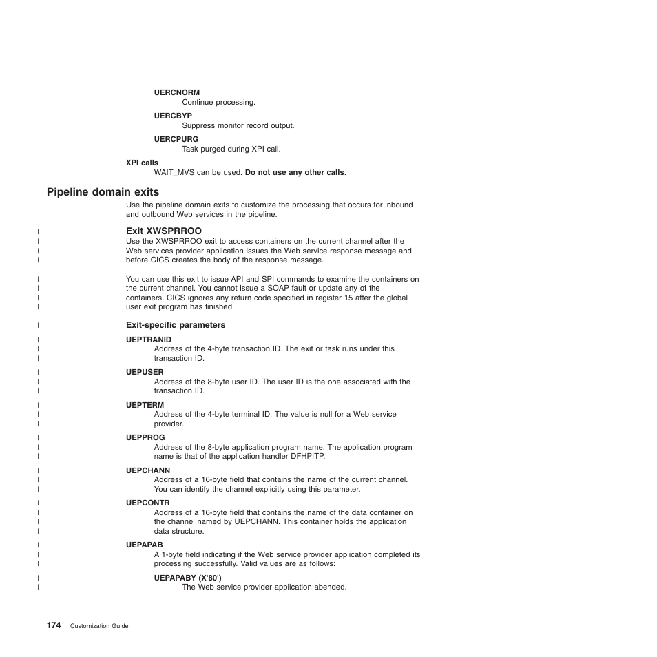 Pipeline domain exits, Exit xwsprroo | IBM SC34-6814-04 User Manual | Page 196 / 953