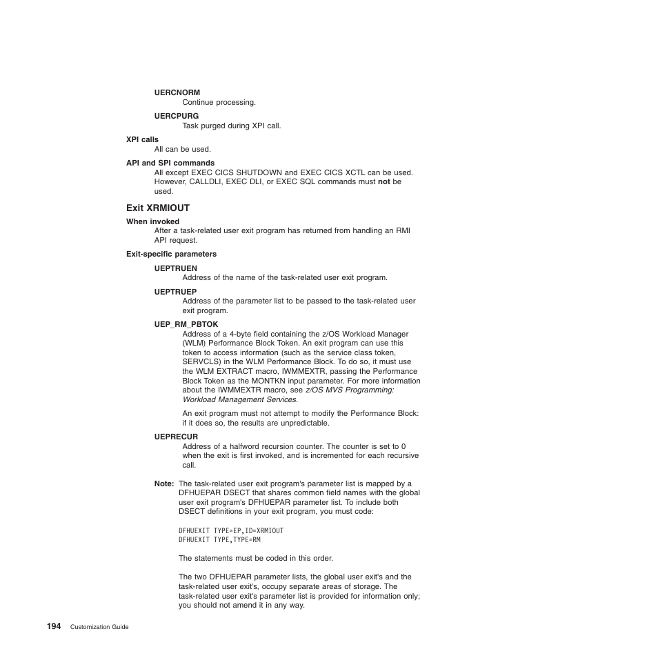 Exit xrmiout | IBM SC34-6814-04 User Manual | Page 216 / 953