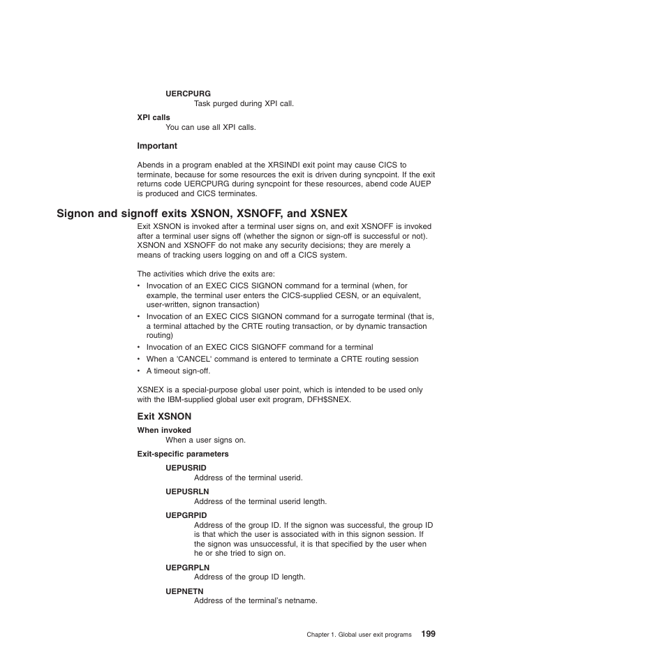 Signon and signoff exits xsnon, xsnoff, and xsnex, Exit xsnon | IBM SC34-6814-04 User Manual | Page 221 / 953