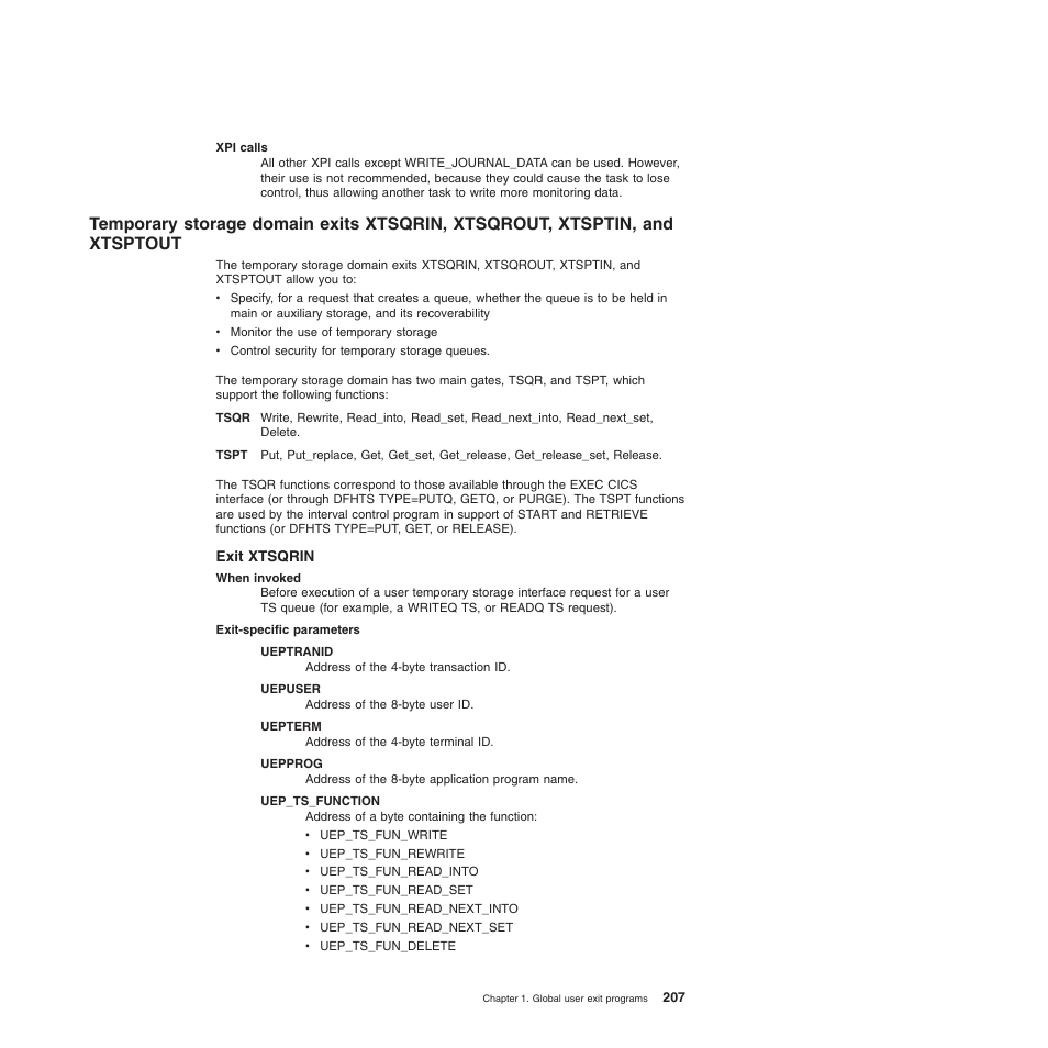 Exit xtsqrin, Xtsptout | IBM SC34-6814-04 User Manual | Page 229 / 953