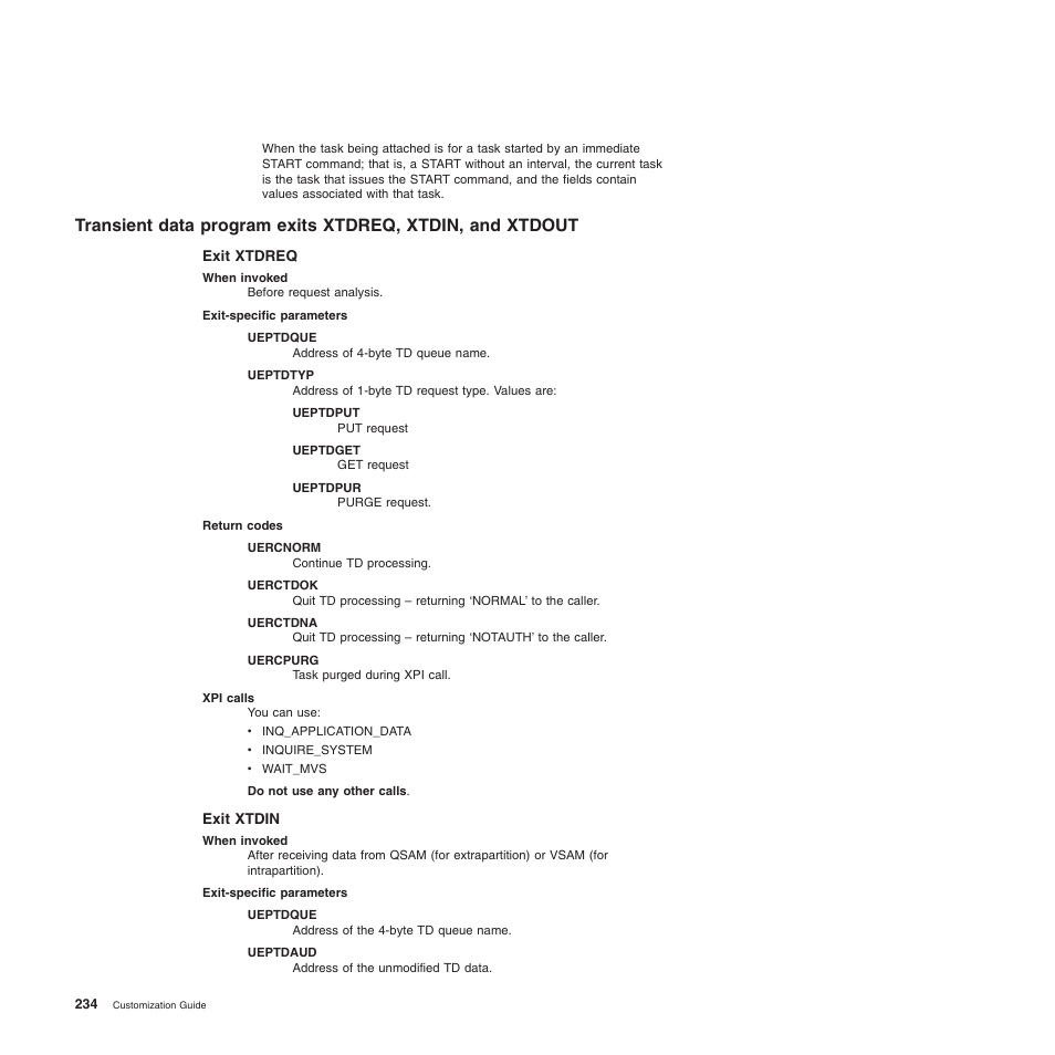 Exit xtdreq, Exit xtdin | IBM SC34-6814-04 User Manual | Page 256 / 953