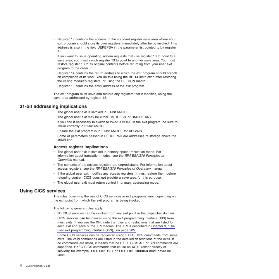 Bit addressing implications, Access register implications, Using cics services | Bit addressing implications using cics services | IBM SC34-6814-04 User Manual | Page 26 / 953