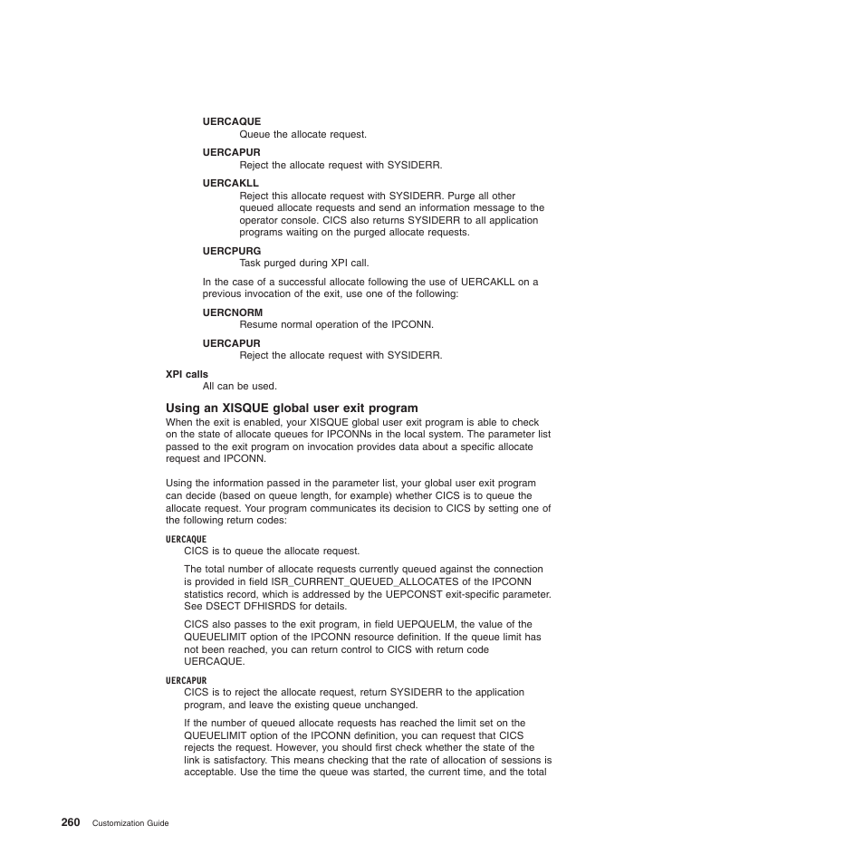 Using an xisque global user exit program | IBM SC34-6814-04 User Manual | Page 282 / 953