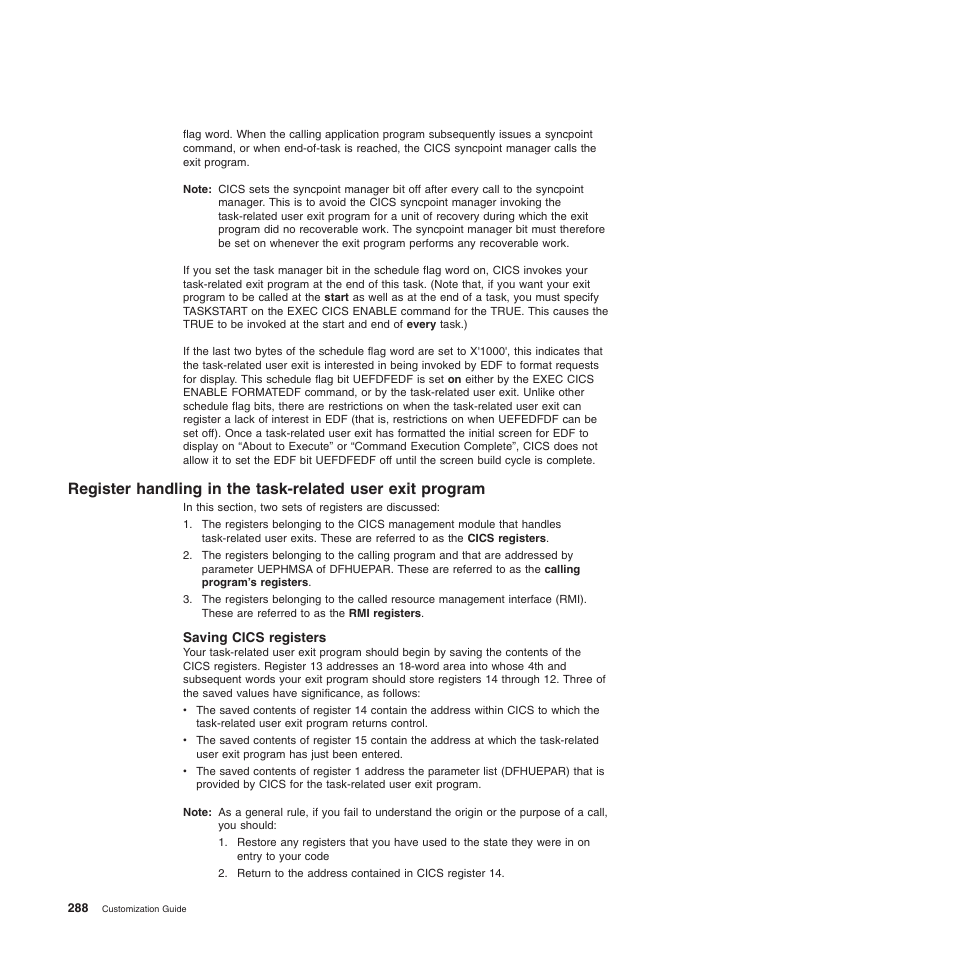 Saving cics registers | IBM SC34-6814-04 User Manual | Page 310 / 953