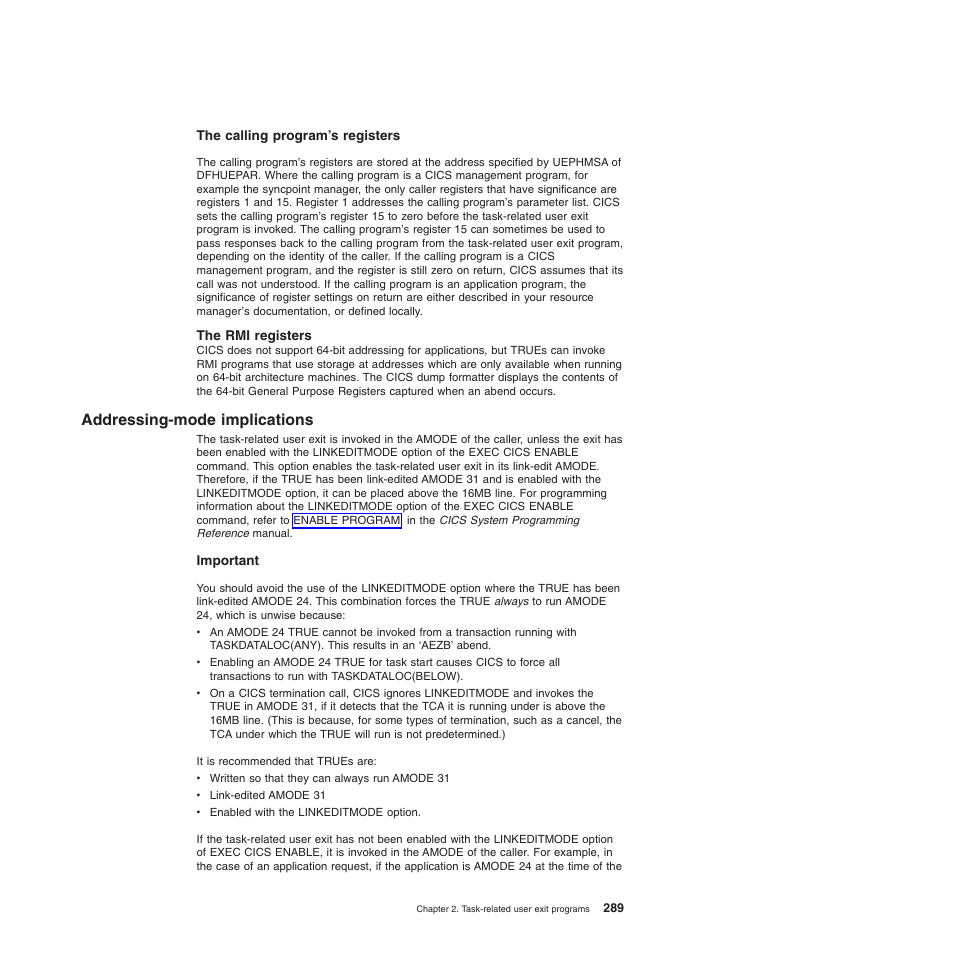 The calling program’s registers, The rmi registers, Addressing-mode implications | IBM SC34-6814-04 User Manual | Page 311 / 953