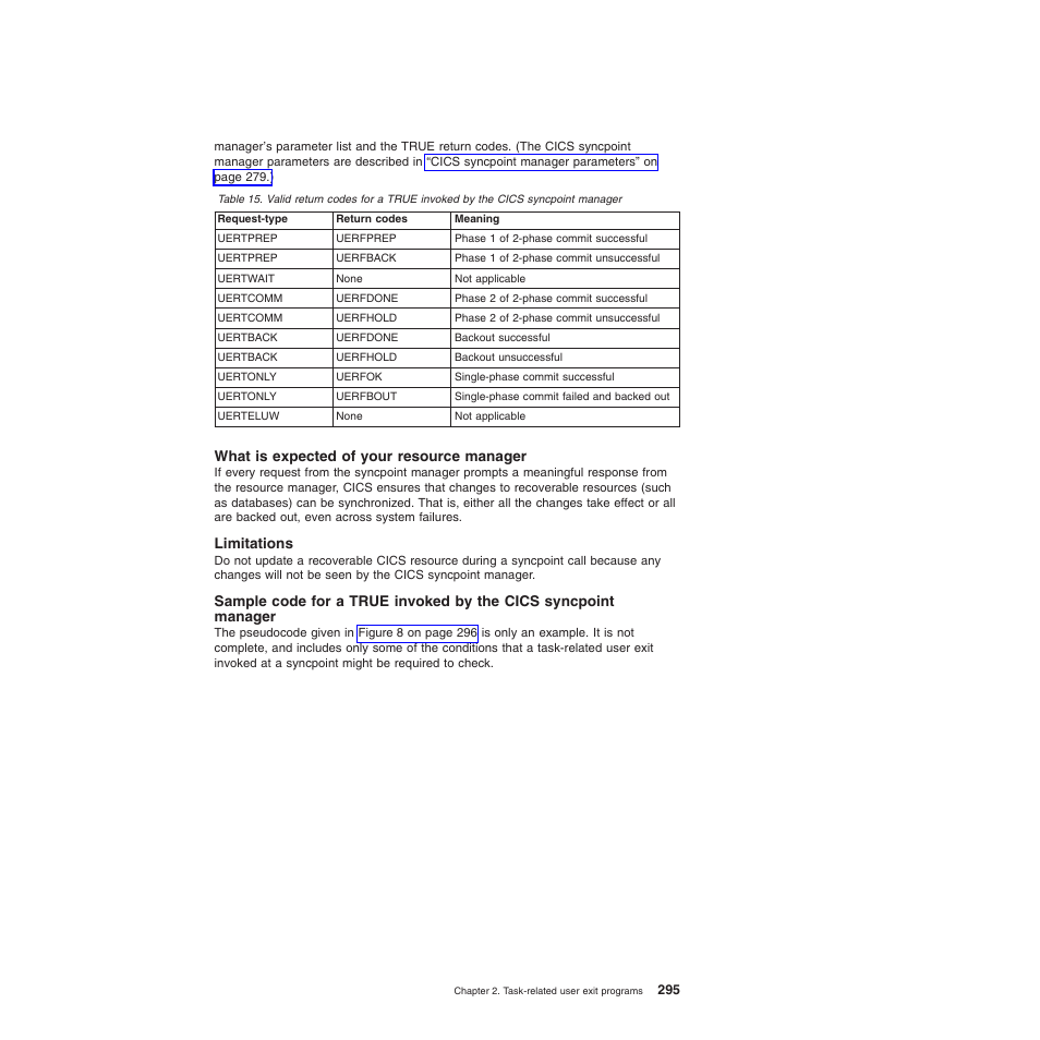 What is expected of your resource manager, Limitations | IBM SC34-6814-04 User Manual | Page 317 / 953