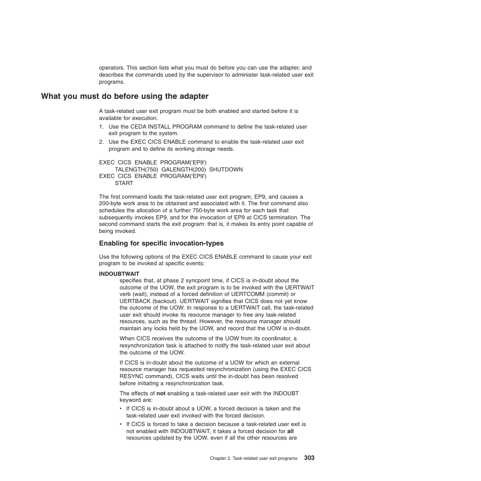 What you must do before using the adapter, Enabling for specific invocation-types | IBM SC34-6814-04 User Manual | Page 325 / 953