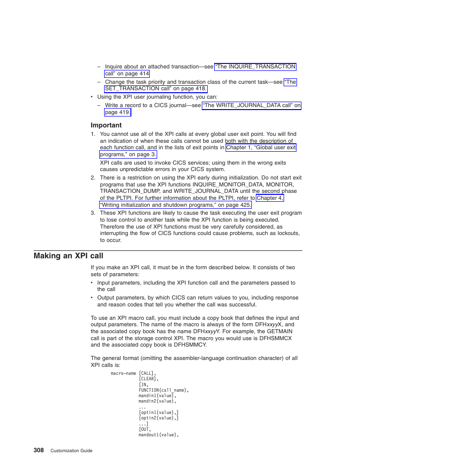 Making an xpi call | IBM SC34-6814-04 User Manual | Page 330 / 953