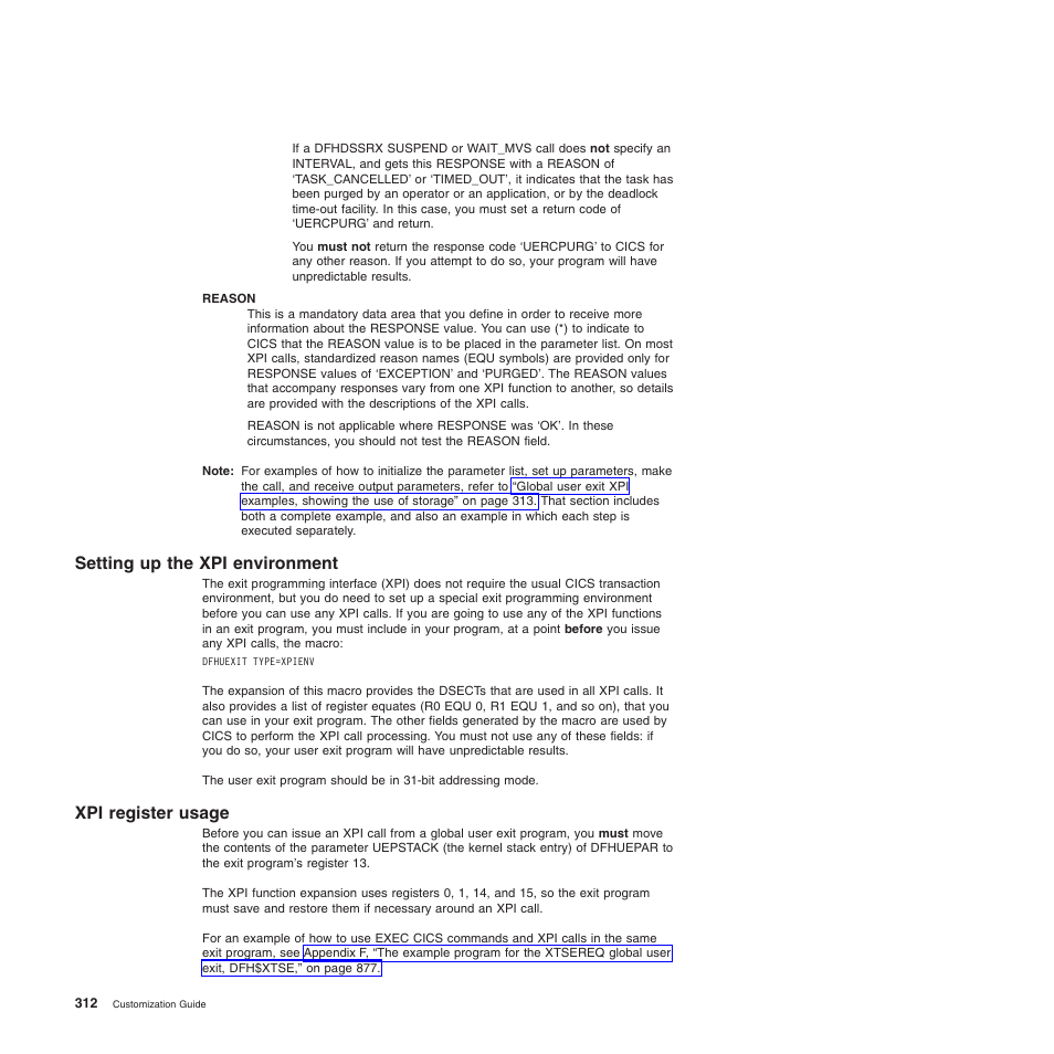 Setting up the xpi environment, Xpi register usage, Setting up the xpi environment xpi register usage | IBM SC34-6814-04 User Manual | Page 334 / 953