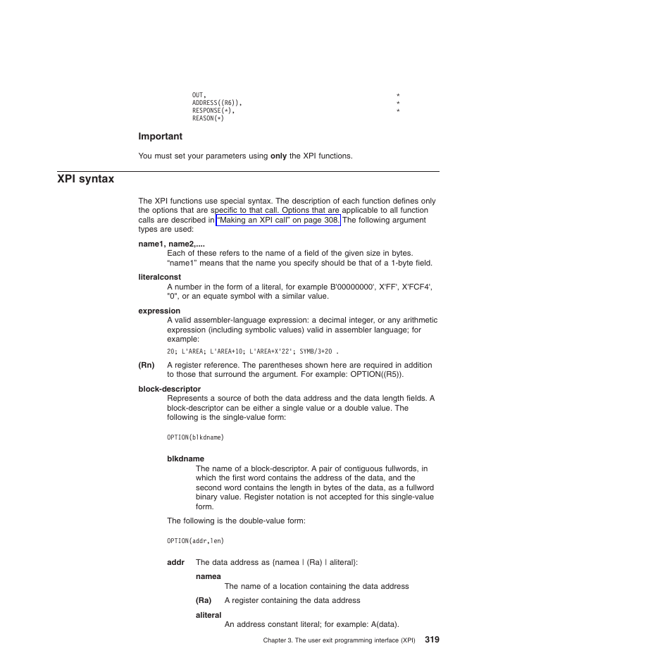 Xpi syntax | IBM SC34-6814-04 User Manual | Page 341 / 953