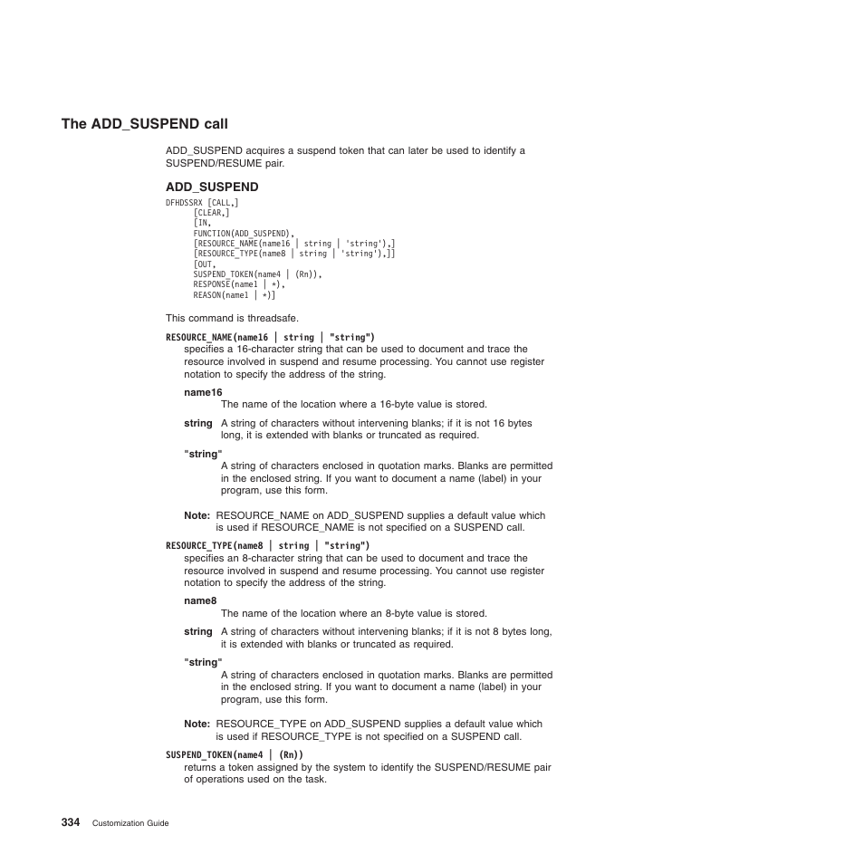 The add_suspend call | IBM SC34-6814-04 User Manual | Page 356 / 953