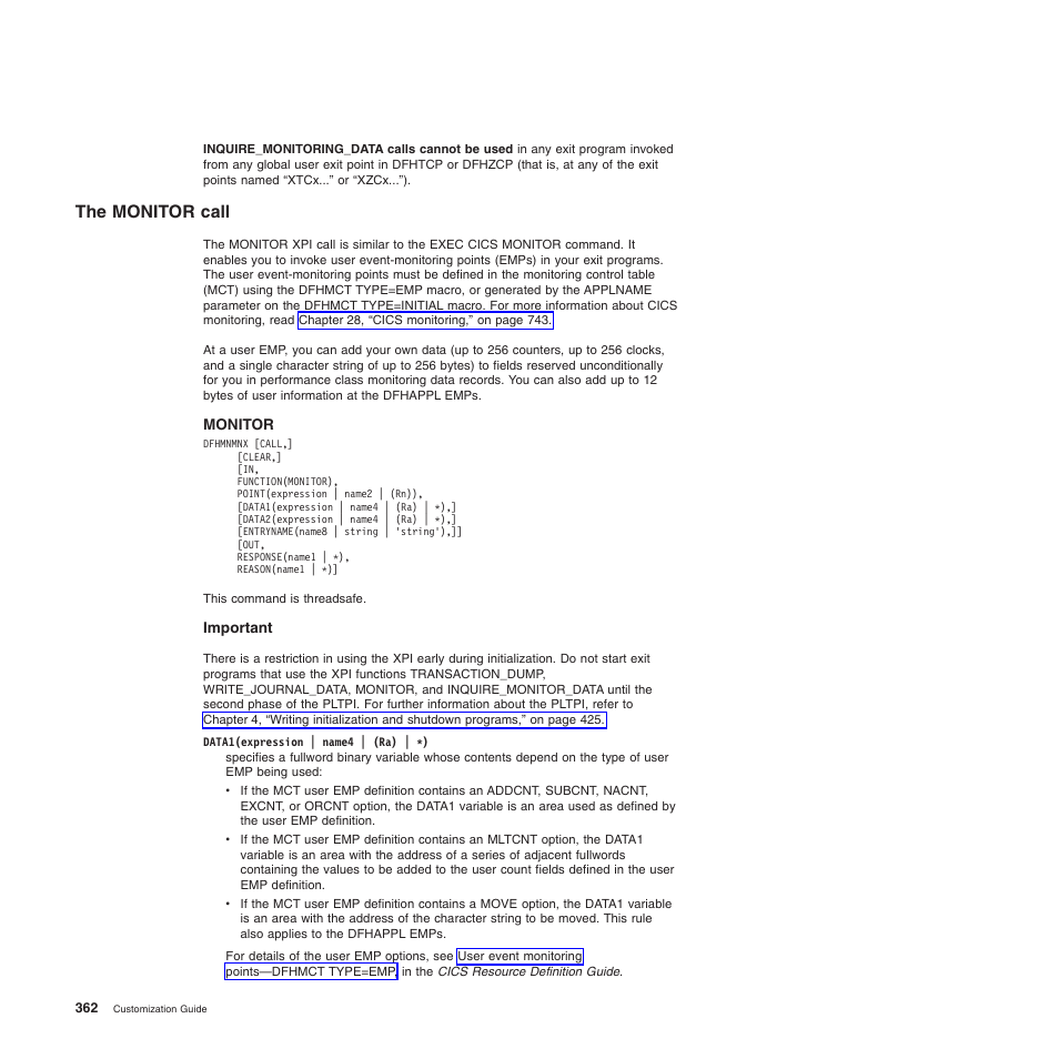 The monitor call | IBM SC34-6814-04 User Manual | Page 384 / 953
