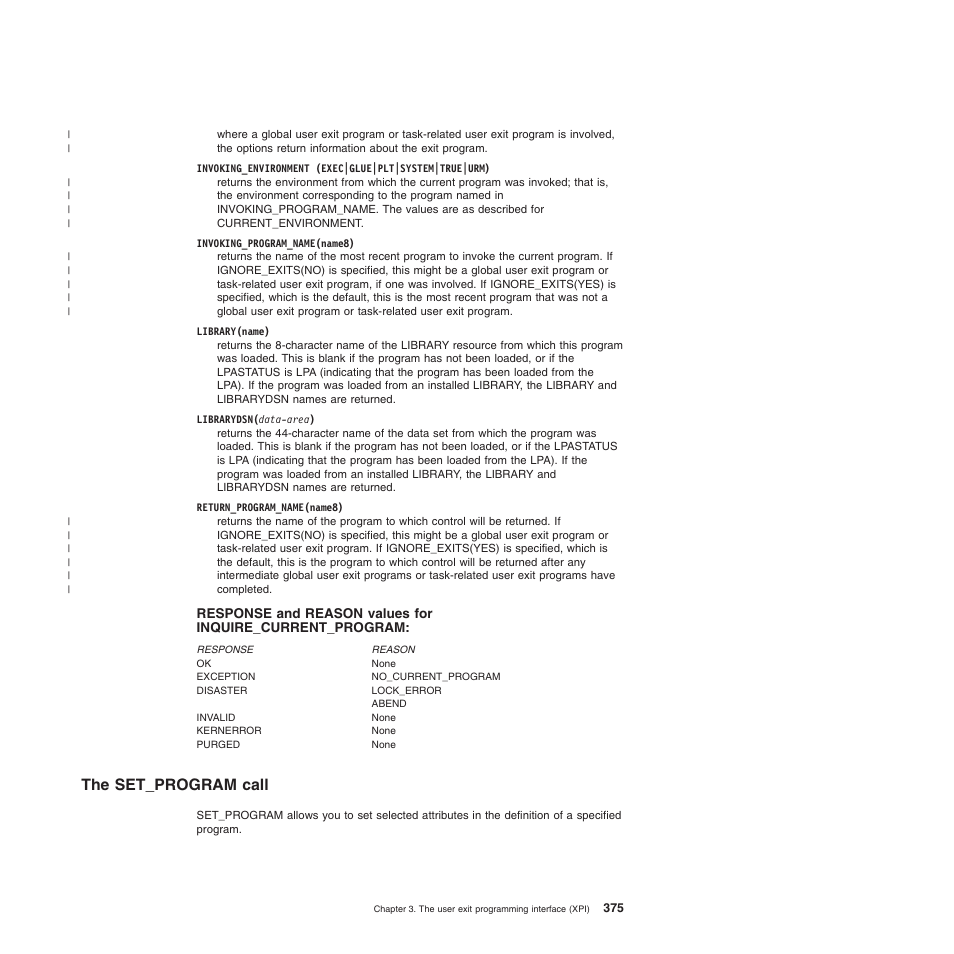 The set_program call | IBM SC34-6814-04 User Manual | Page 397 / 953