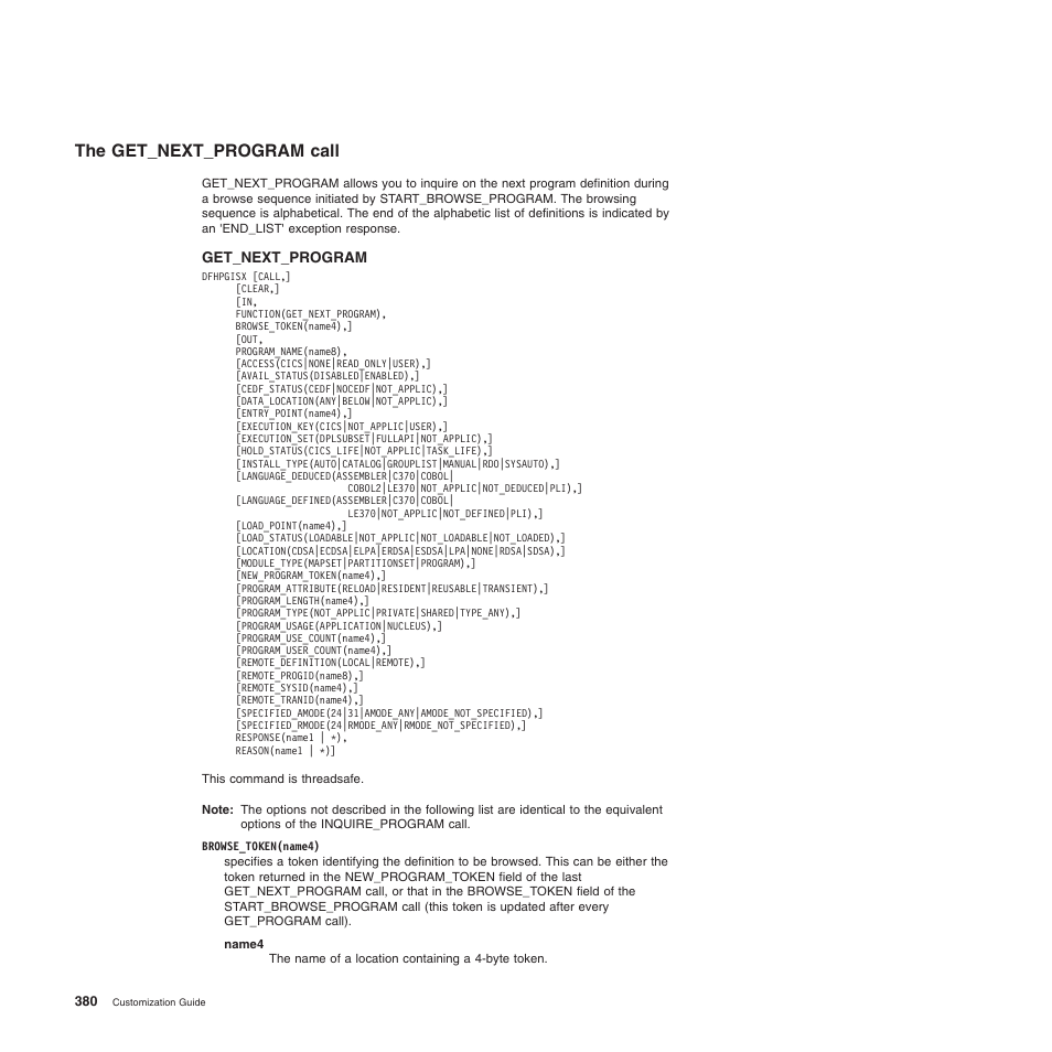 The get_next_program call | IBM SC34-6814-04 User Manual | Page 402 / 953