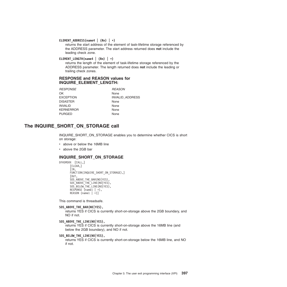 The inquire_short_on_storage call | IBM SC34-6814-04 User Manual | Page 419 / 953
