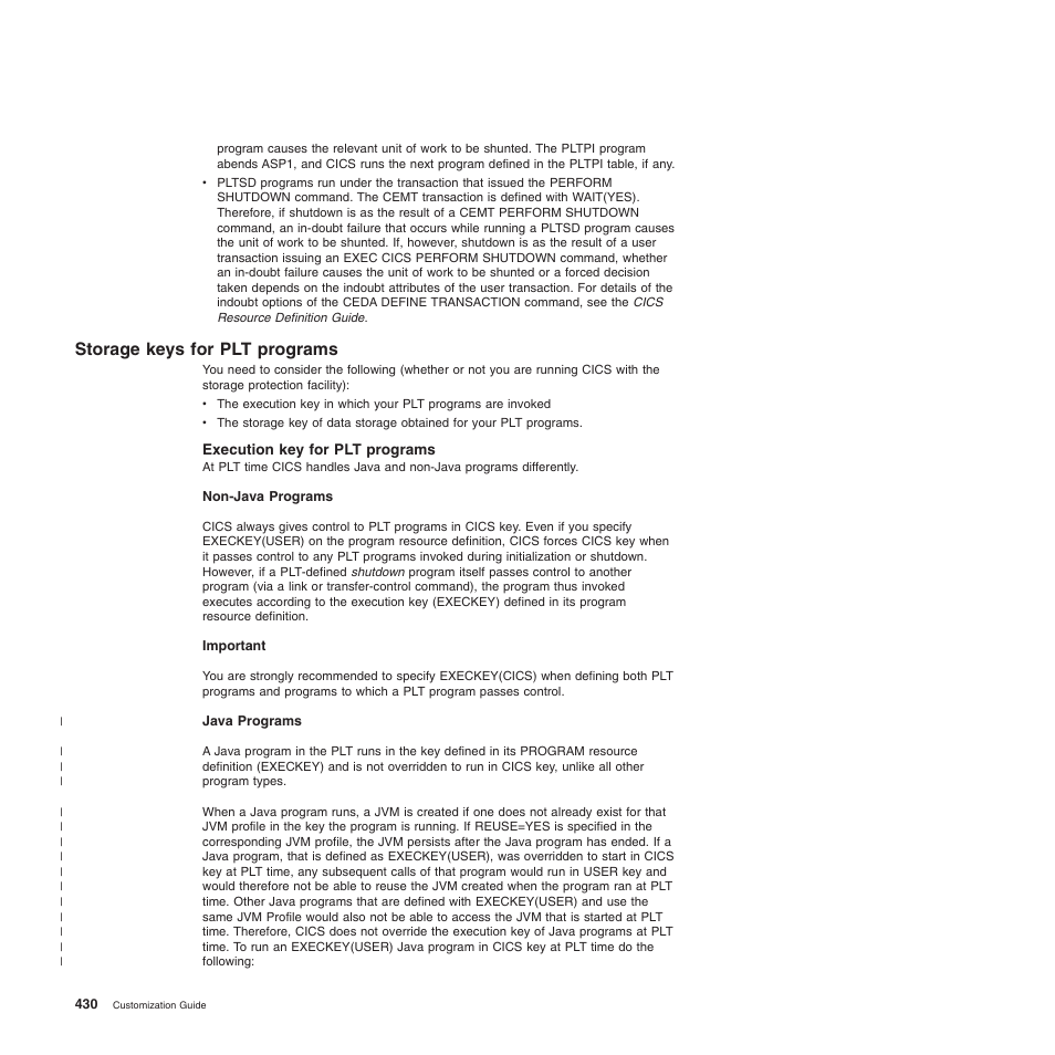 Storage keys for plt programs, Execution key for plt programs | IBM SC34-6814-04 User Manual | Page 452 / 953