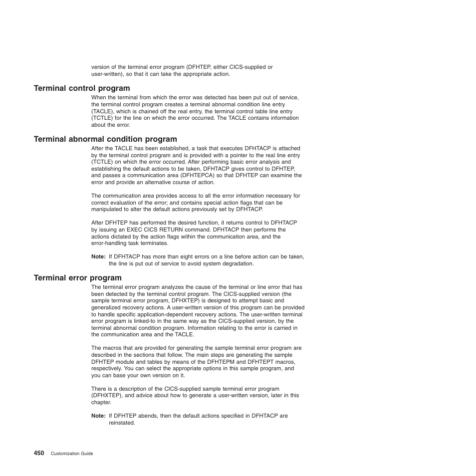 Terminal control program, Terminal abnormal condition program, Terminal error program | IBM SC34-6814-04 User Manual | Page 472 / 953