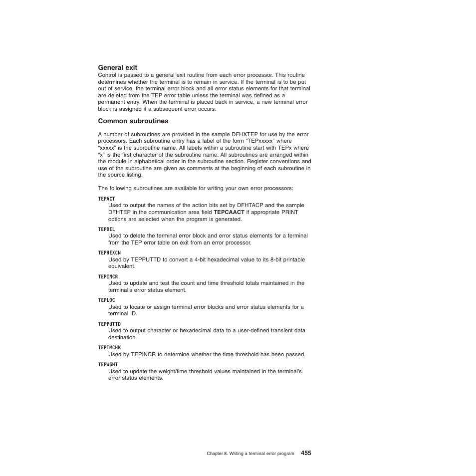 General exit, Common subroutines | IBM SC34-6814-04 User Manual | Page 477 / 953