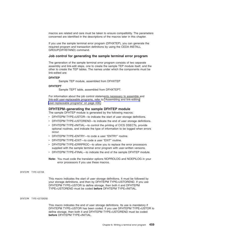 Dfhtepm–generating the sample dfhtep module | IBM SC34-6814-04 User Manual | Page 481 / 953