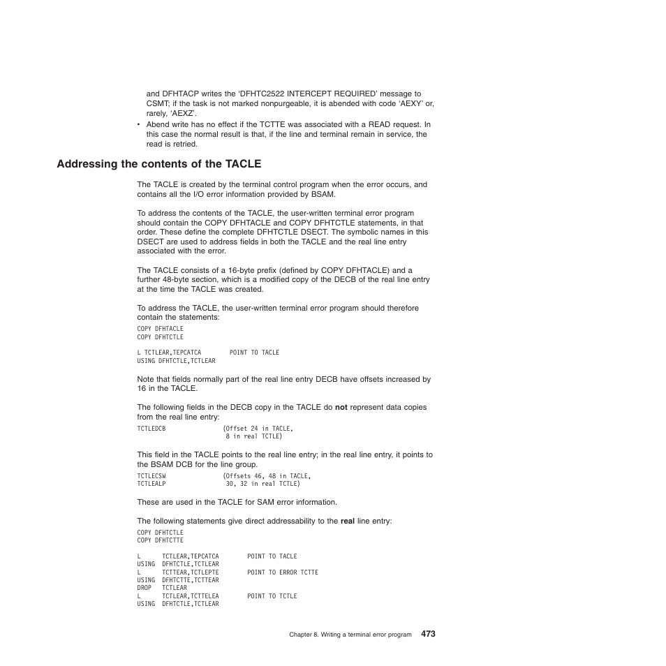Addressing the contents of the tacle | IBM SC34-6814-04 User Manual | Page 495 / 953