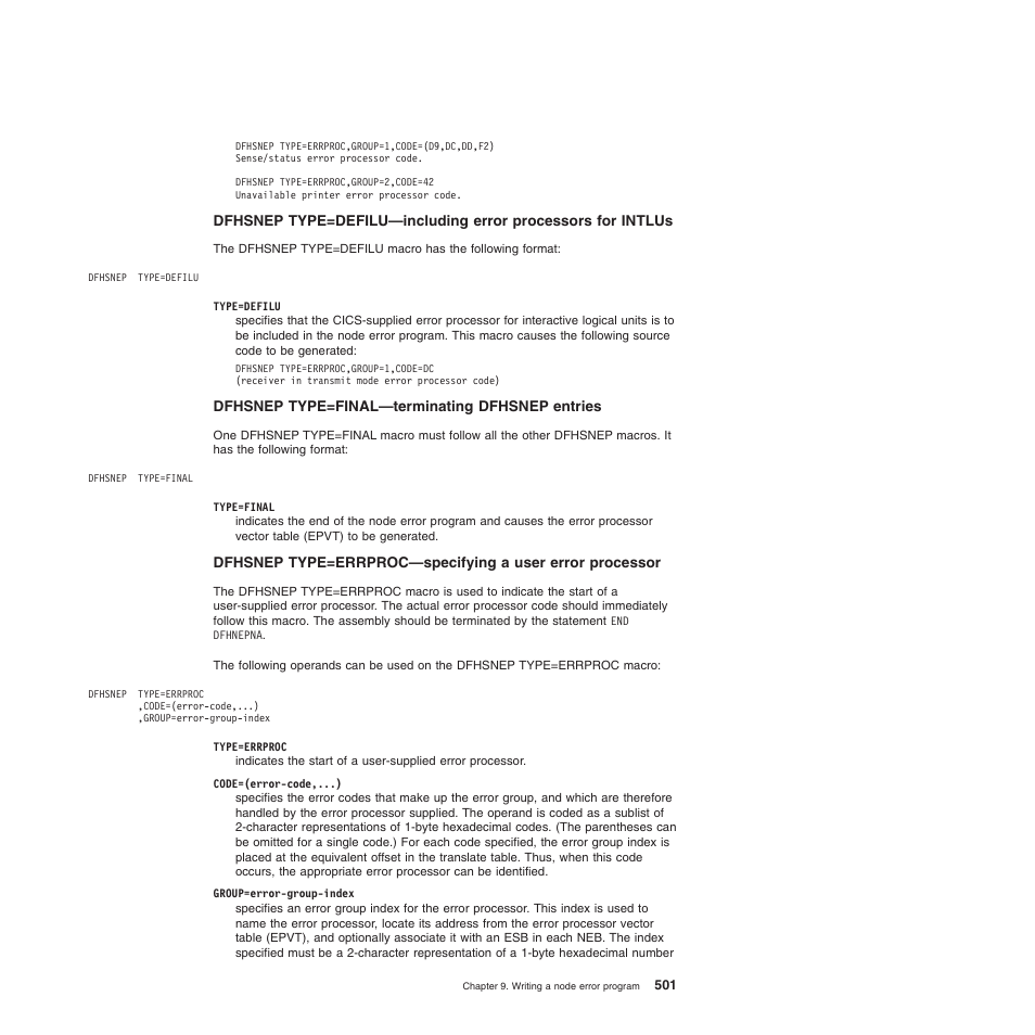 Dfhsnep type=final—terminating dfhsnep entries | IBM SC34-6814-04 User Manual | Page 523 / 953