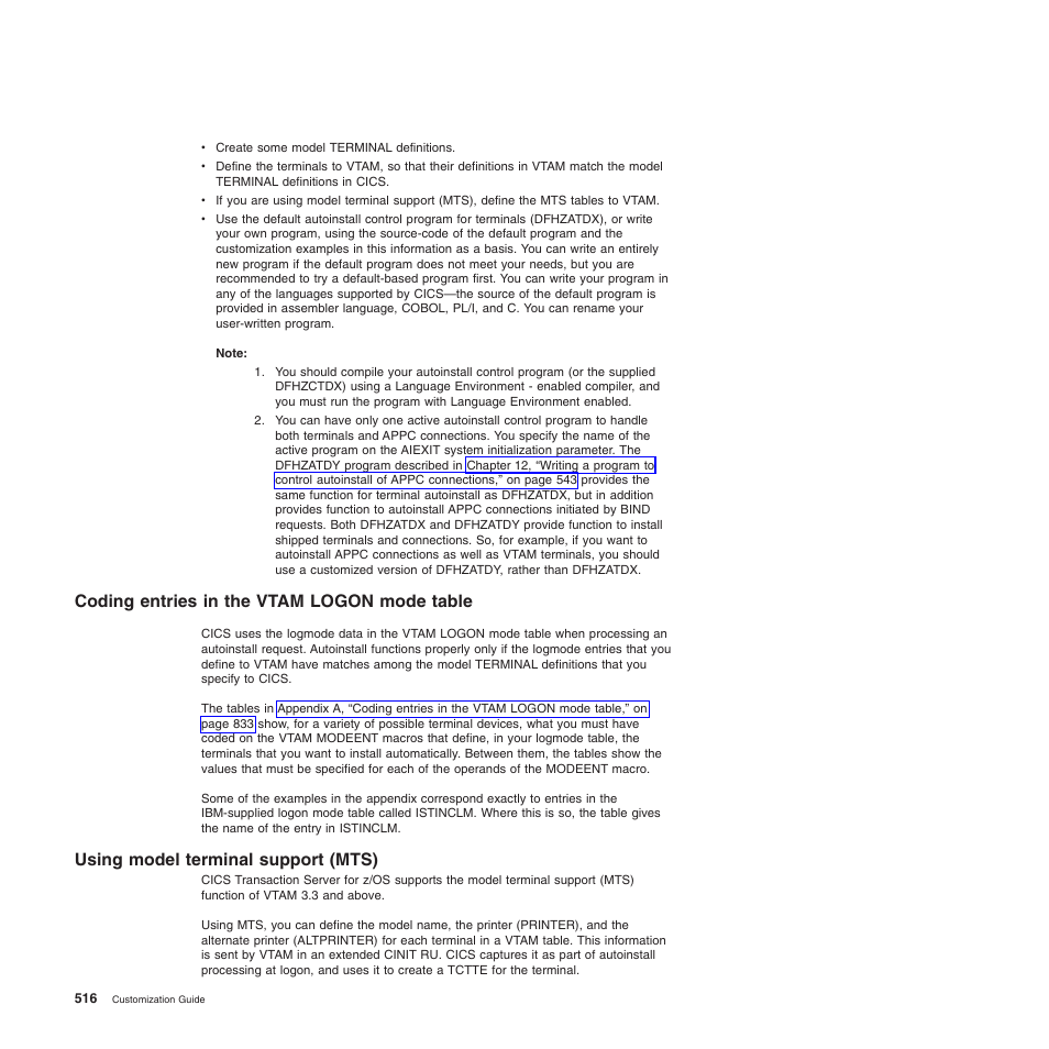 Coding entries in the vtam logon mode table, Using model terminal support (mts) | IBM SC34-6814-04 User Manual | Page 538 / 953