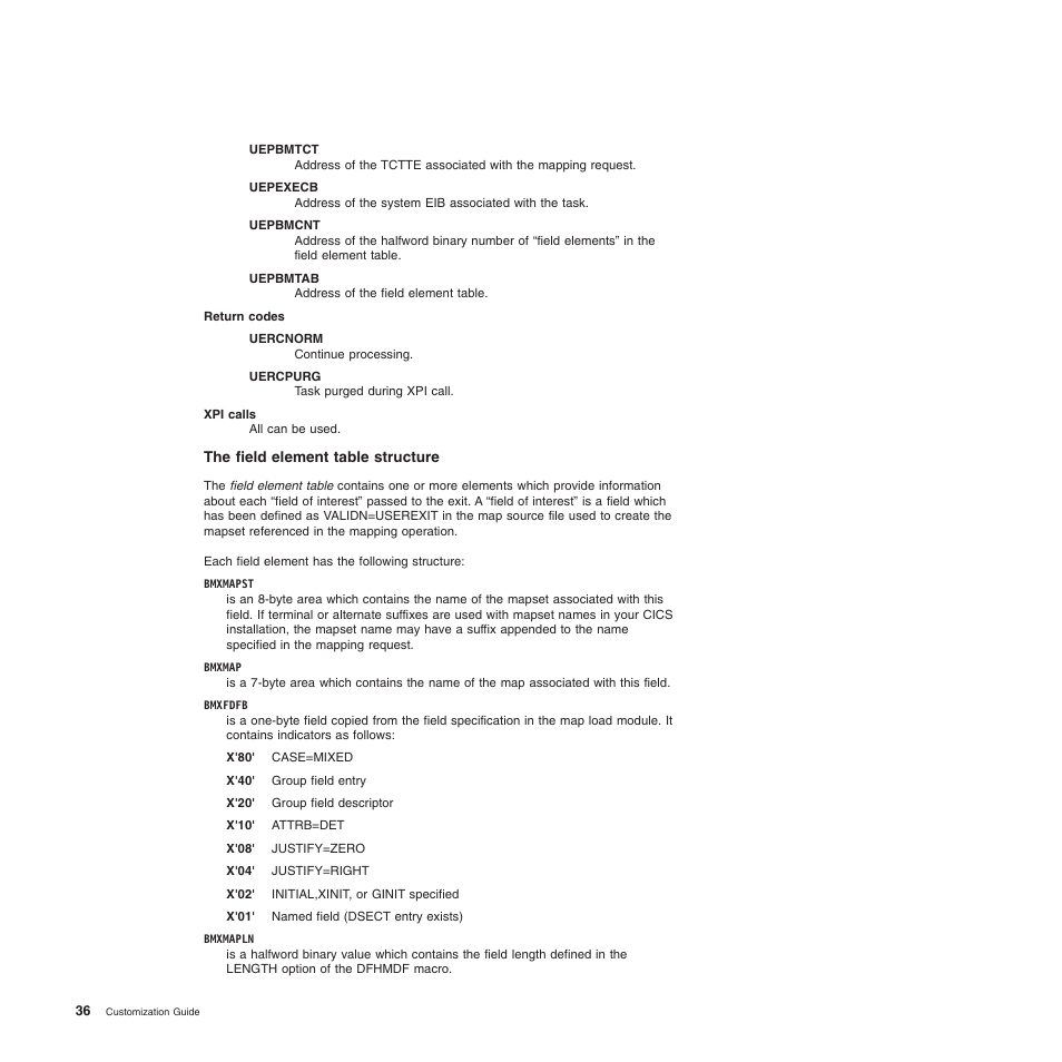 The field element table structure | IBM SC34-6814-04 User Manual | Page 58 / 953