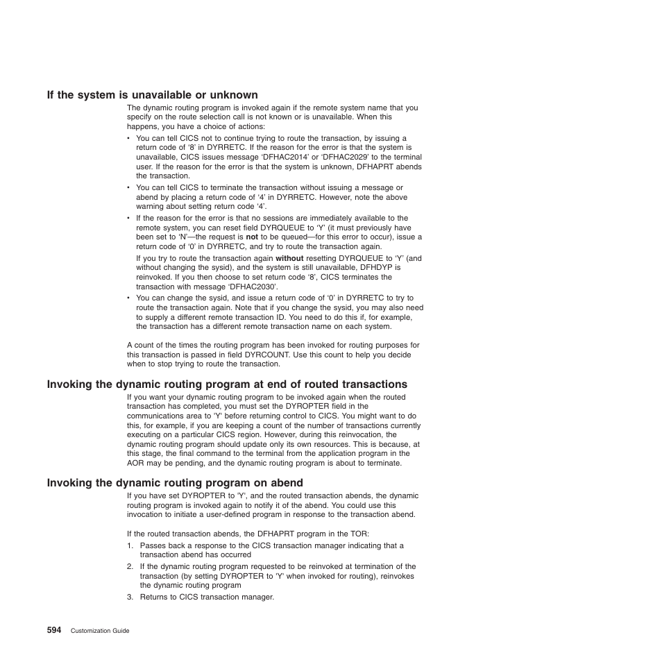 If the system is unavailable or unknown, Invoking the dynamic routing program on abend | IBM SC34-6814-04 User Manual | Page 616 / 953