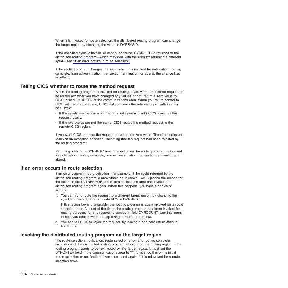 Telling cics whether to route the method request, If an error occurs in route selection | IBM SC34-6814-04 User Manual | Page 656 / 953