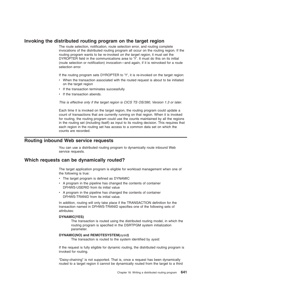 Routing inbound web service requests, Which requests can be dynamically routed | IBM SC34-6814-04 User Manual | Page 663 / 953