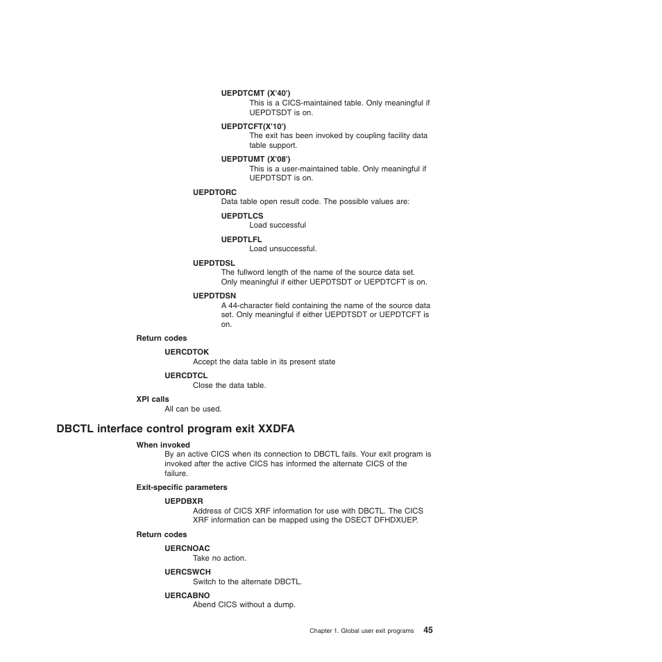 Dbctl interface control program exit xxdfa | IBM SC34-6814-04 User Manual | Page 67 / 953