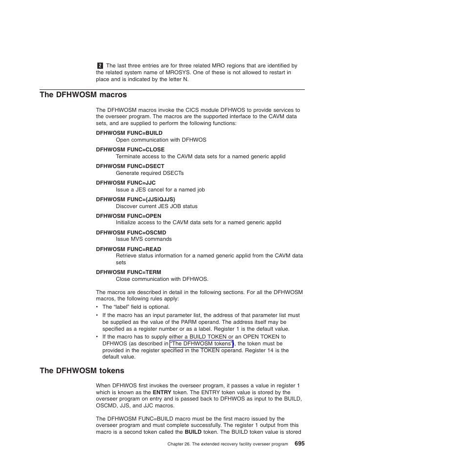The dfhwosm macros, The dfhwosm tokens | IBM SC34-6814-04 User Manual | Page 717 / 953