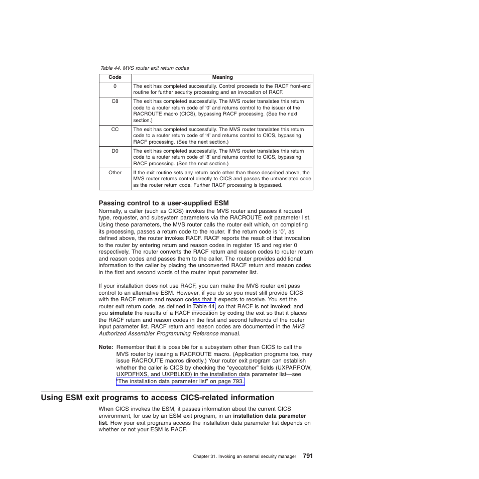 Passing control to a user-supplied esm | IBM SC34-6814-04 User Manual | Page 813 / 953