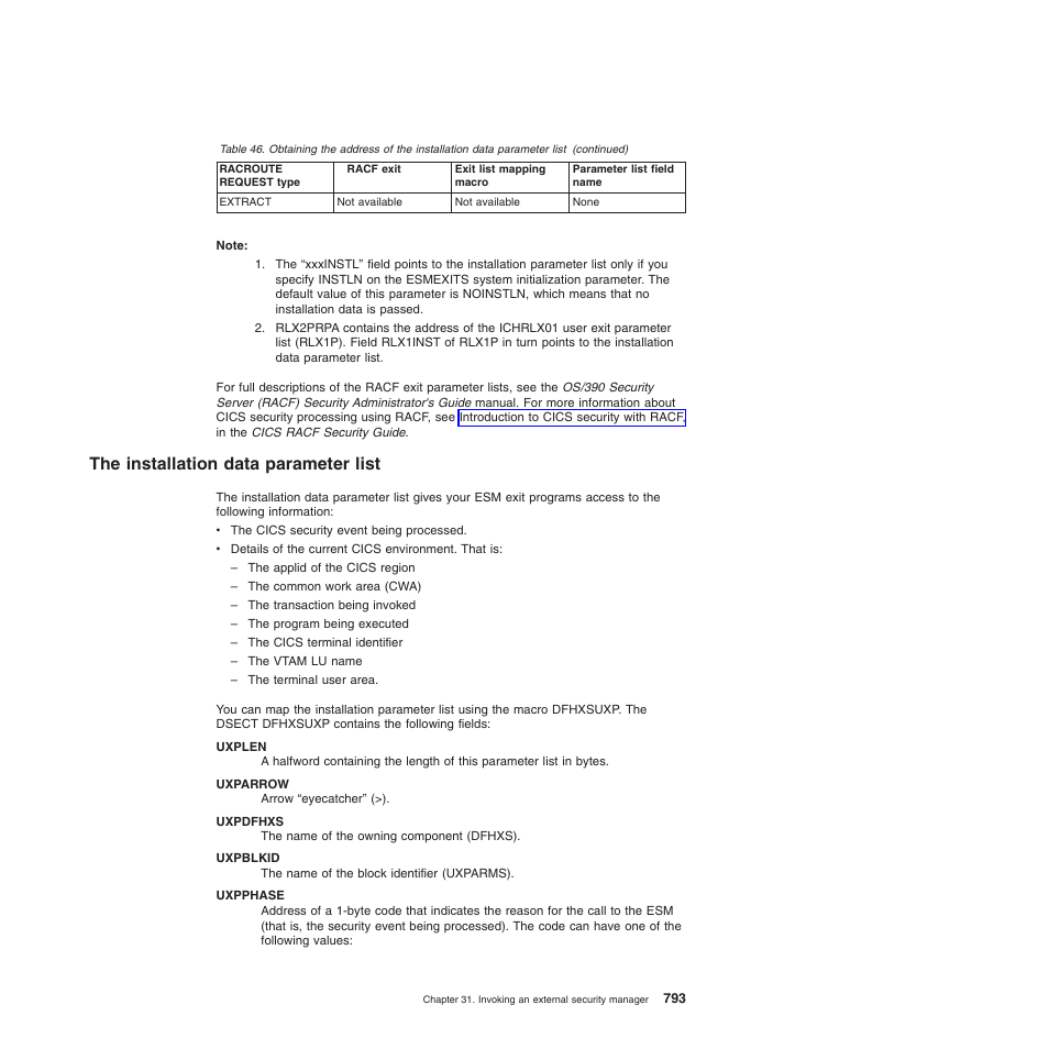 The installation data parameter list | IBM SC34-6814-04 User Manual | Page 815 / 953