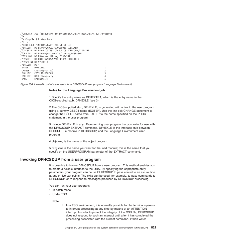 Invoking dfhcsdup from a user program | IBM SC34-6814-04 User Manual | Page 843 / 953