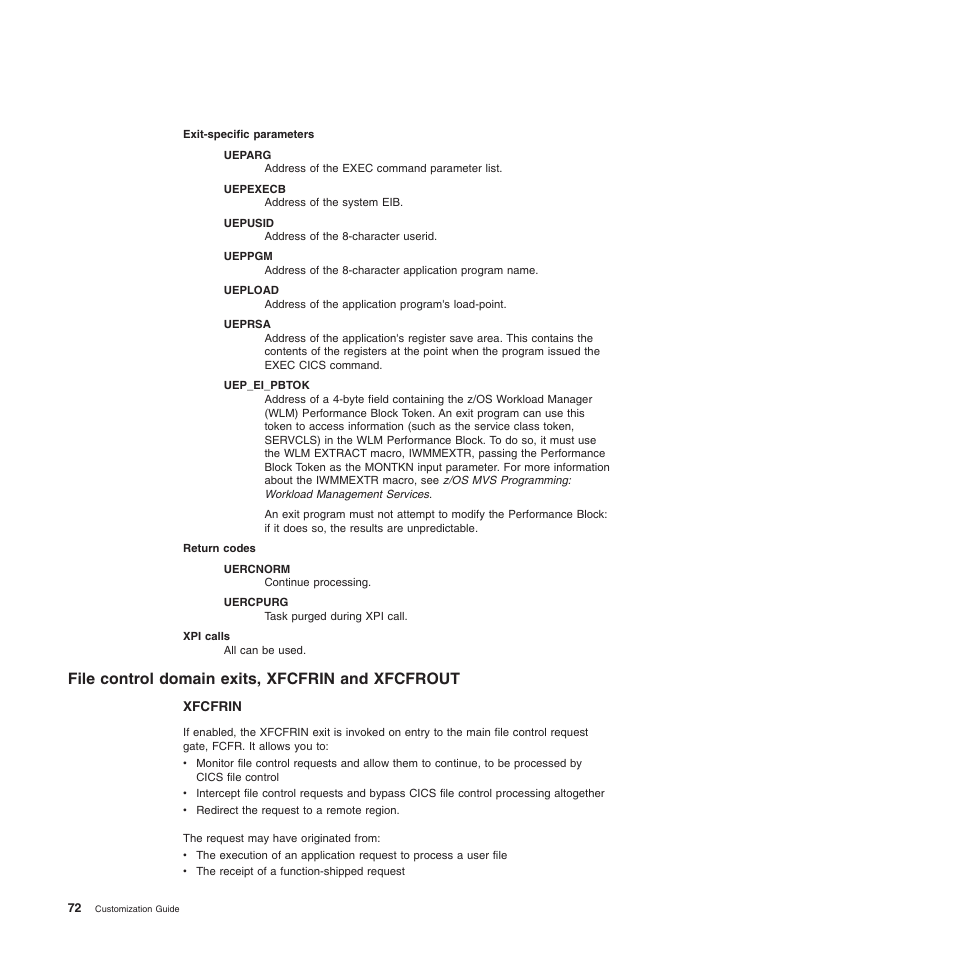 File control domain exits, xfcfrin and xfcfrout, Xfcfrin | IBM SC34-6814-04 User Manual | Page 94 / 953