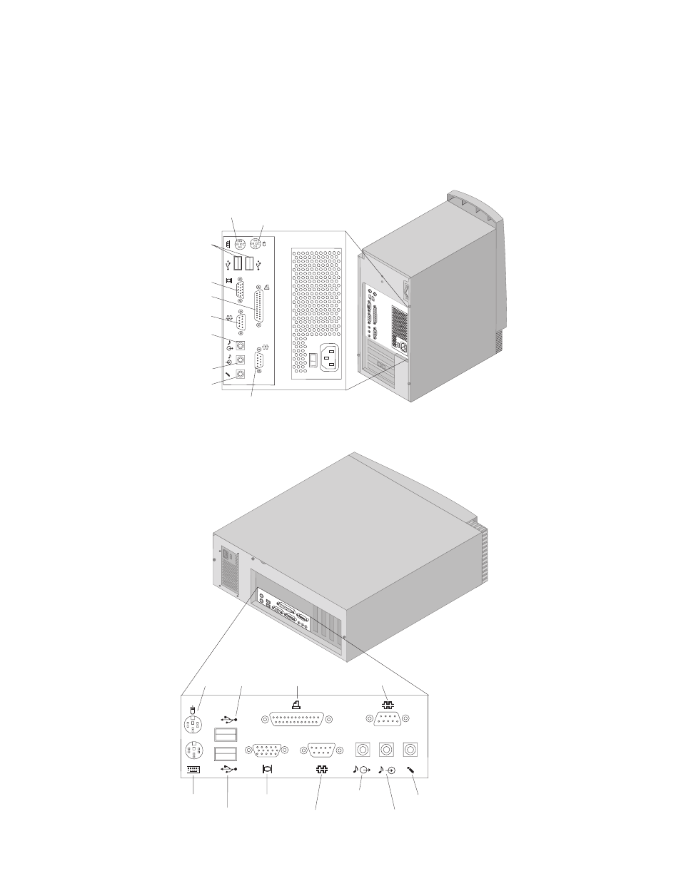 Connector panel, Chapter 2. system board features | IBM 6288 User Manual | Page 22 / 53