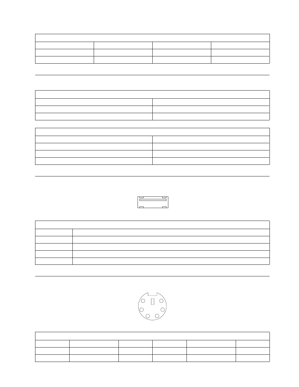 Modem/ring wakeup and wake on lan connectors, Usb port connectors, Mouse and keyboard port connectors | Appendix a. connector pin assignments | IBM 6288 User Manual | Page 41 / 53