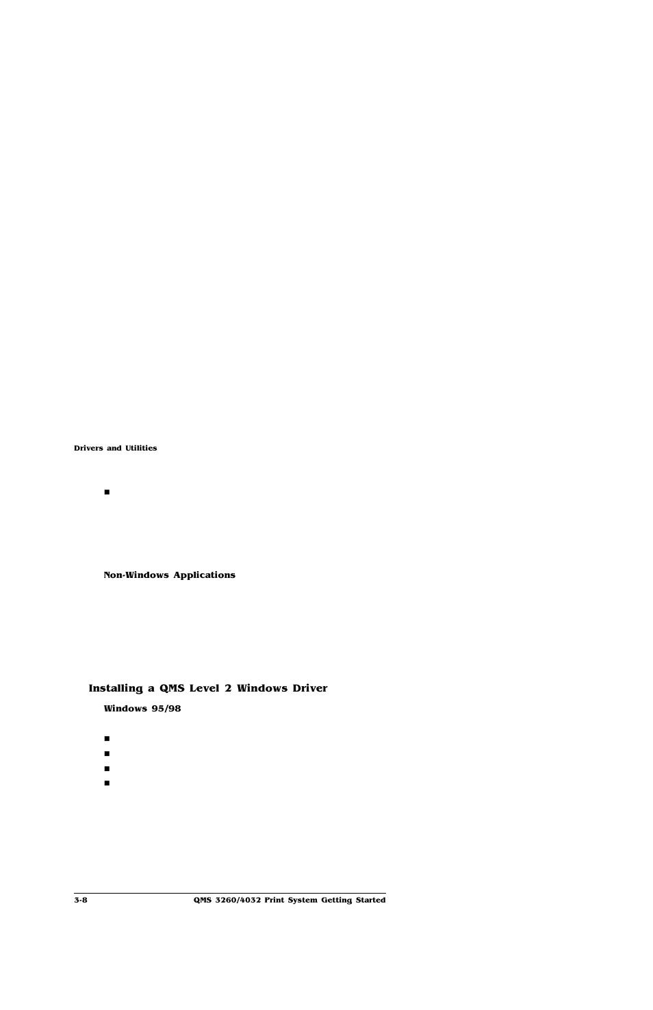 Installing a qms level 2 windows driver, Installing a qms level 2 windows driver 3-8 | IBM Print System QMS 4032 User Manual | Page 34 / 86